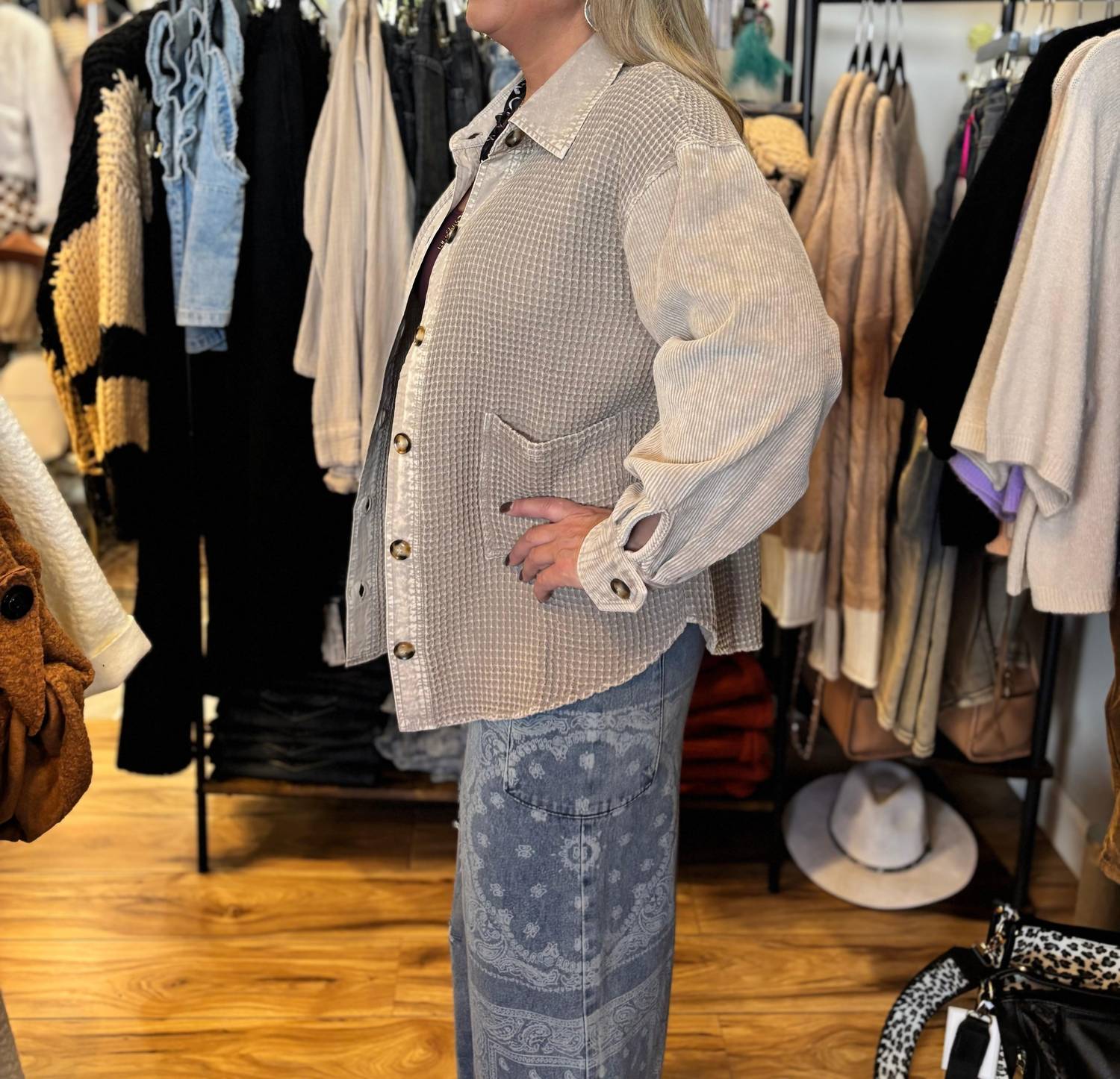 Easel - Zola Waffle Shirt Jacket