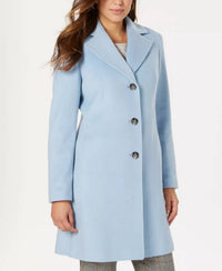CALVIN KLEIN Single-breasted Wool Blend Coat in blue - women's jacket - detail view