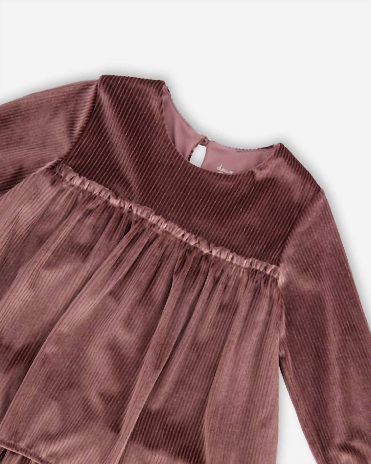 Deux Par Deux - Pleated Metallic Dress with Frills
