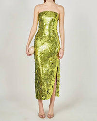 endless rose Sequins Midi Dress in green - women's dress