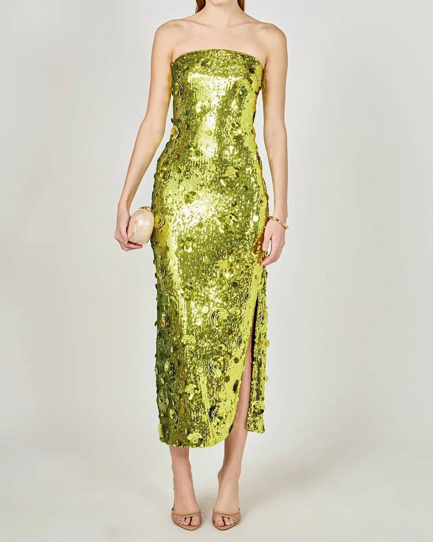 endless rose Sequins Midi Dress in green - women's dress