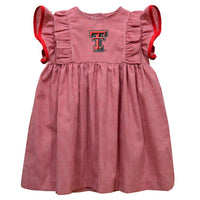 Vive La Fete - Girl's Texas Tech Raiders Embroidered Gingham Ruffle Dress