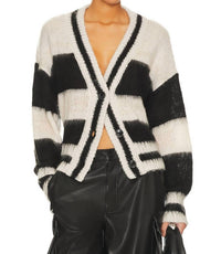 STEVE MADDEN Becca V-neck Cardigan in black multi - women's cardigan - detail view