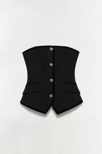 SIMKHAI Cambrie Velvet Trimmed Bustier Top in black - women's blouse - view 4