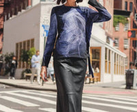 CLARA SUNWOO Lightweight Cozy Side Pull Tie Sweater Top in purple black - women's sweater - view 8