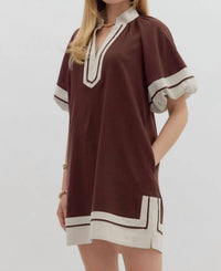 entro The Reagan Dress in chocolate - women's dress - detail view