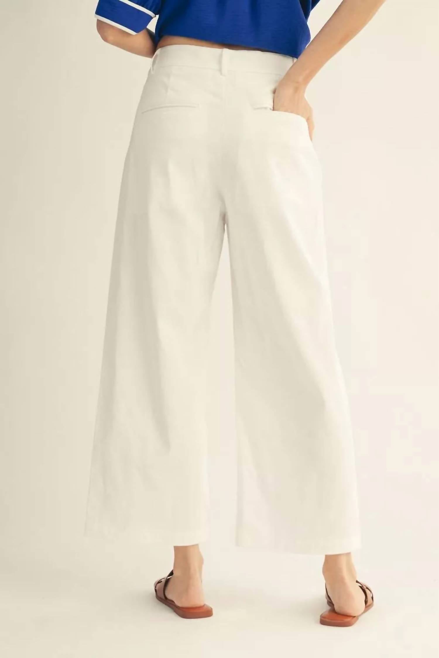 Jodifl Scalloped Pocket Wide-leg Crop Pants in white - women's pants - alternate view