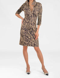 GRETCHEN SCOTT Animal Instinct Everywhere Mini Dress in zebra khaki - women's dress - view 4
