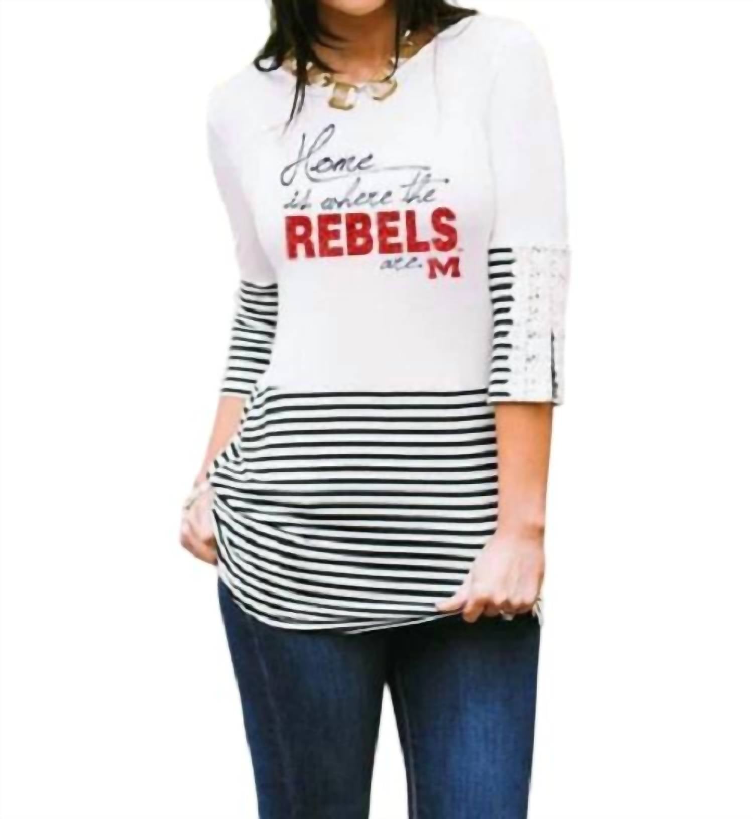 Gameday Couture - Ole Miss Button-Lace Top