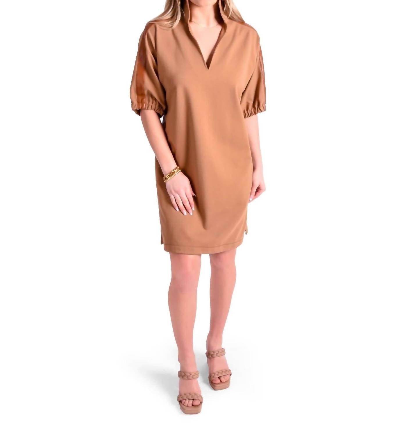 Emily McCarthy Poppy Mini Dress in luggage - women's dress