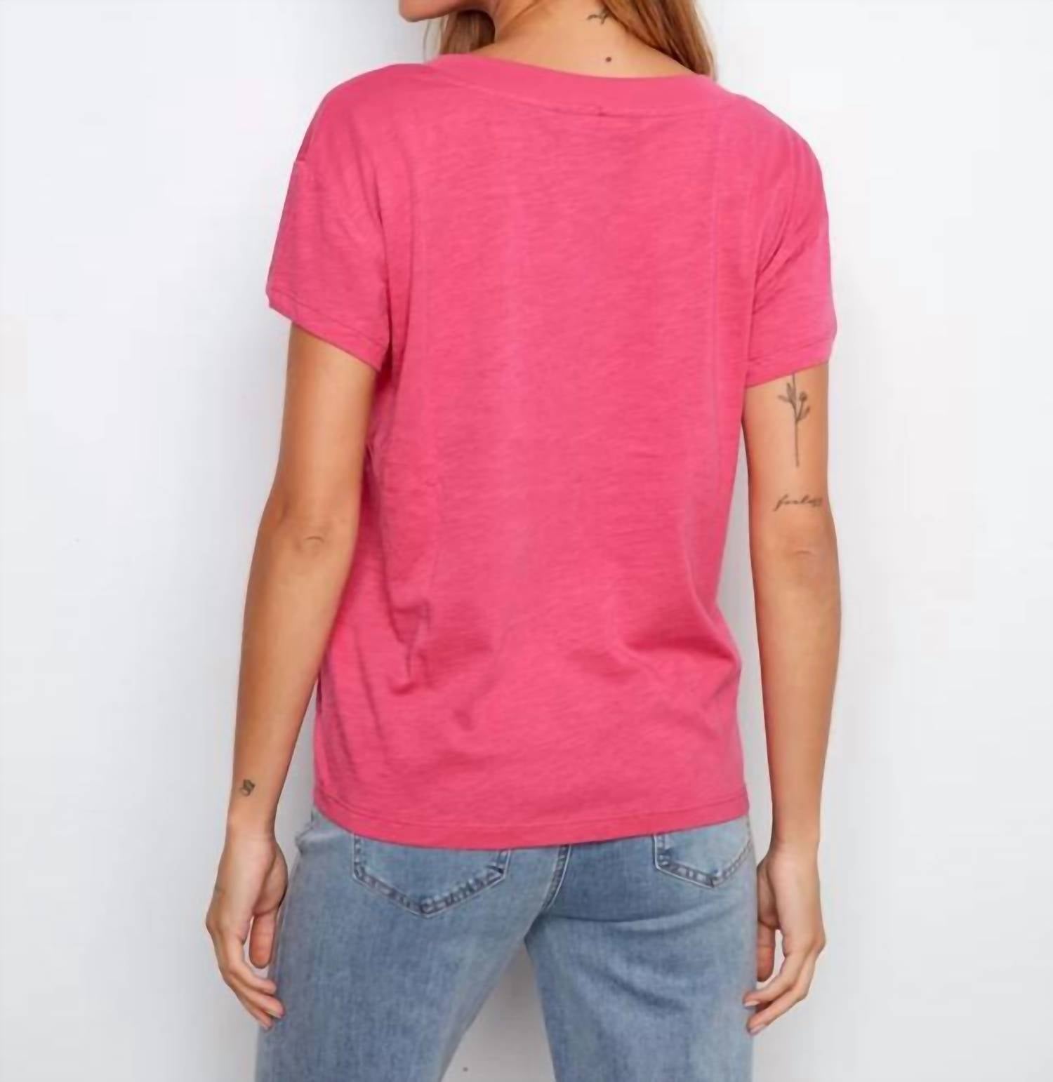 Charlie B - Organic Cotton Drop Shoulder V-Neck T-Shirt