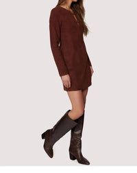 Lost + Wander - Suede Long Sleeve Mini Dress