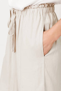 Mystree - Paper Waist Linen Wide Leg Pants