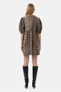 Ganni - Printed Cotton Tie String Mini Dress