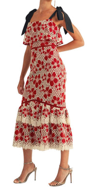 Just Me - Women's Flower Lace Ruffle Dress