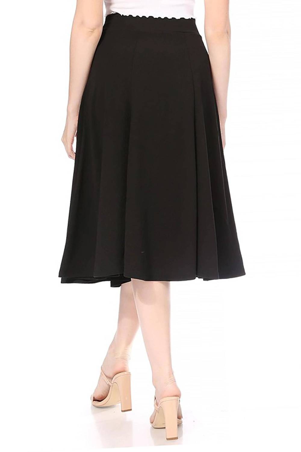 Moa Collection - Women's Classic Solid Flared Midi A-Line Skirt