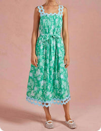Strut & Bolt - Botanical Garden Ric-Rac Pintuck Midi Dress