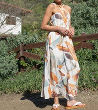 Illa Illa - Coastal Canvas Halter Maxi Dress