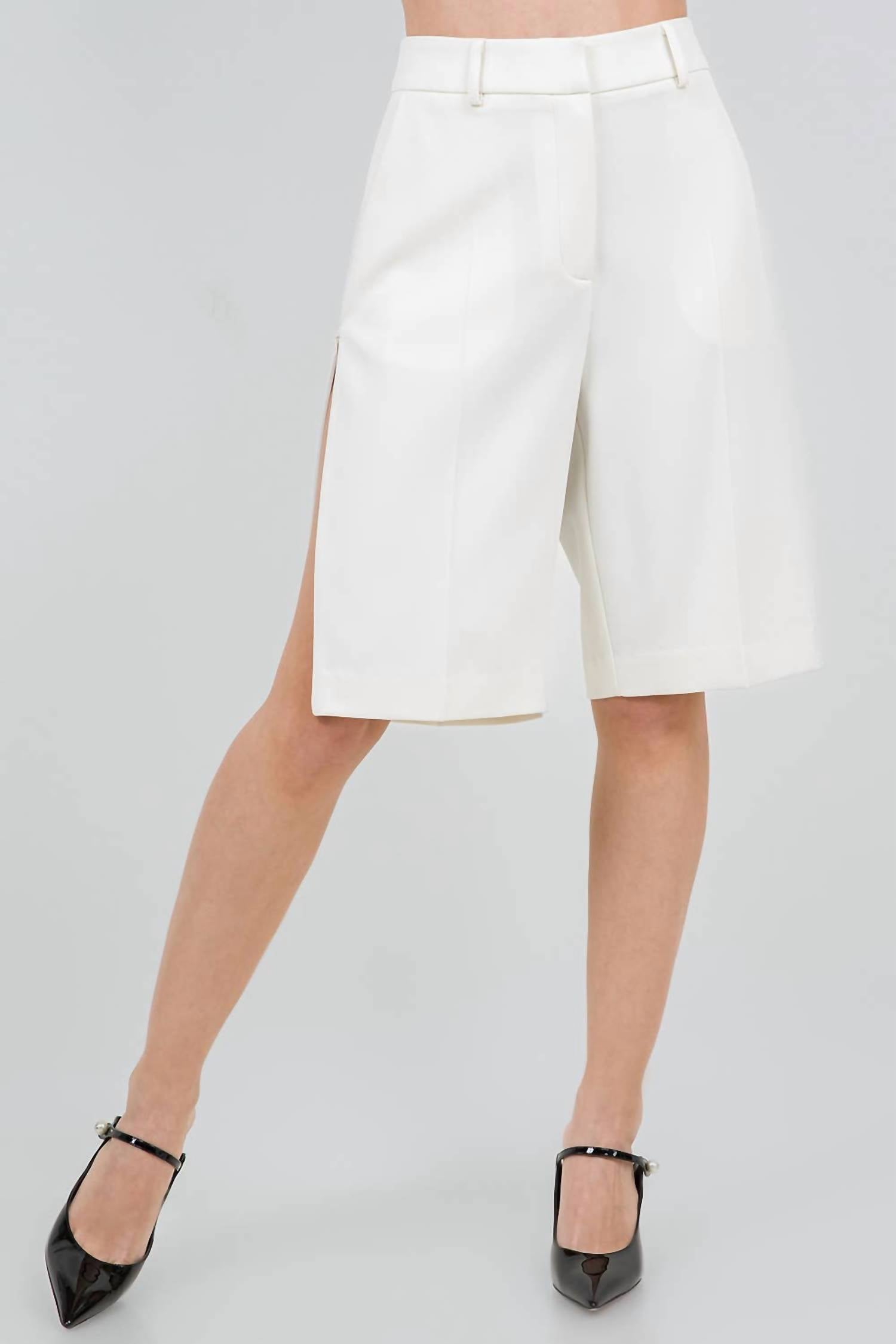 Whiteroom+Cactus - Tailored Bermuda Shorts With Side Zipper