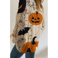 Mccolin - Halloween Pumpkin & Bat Crochet Top