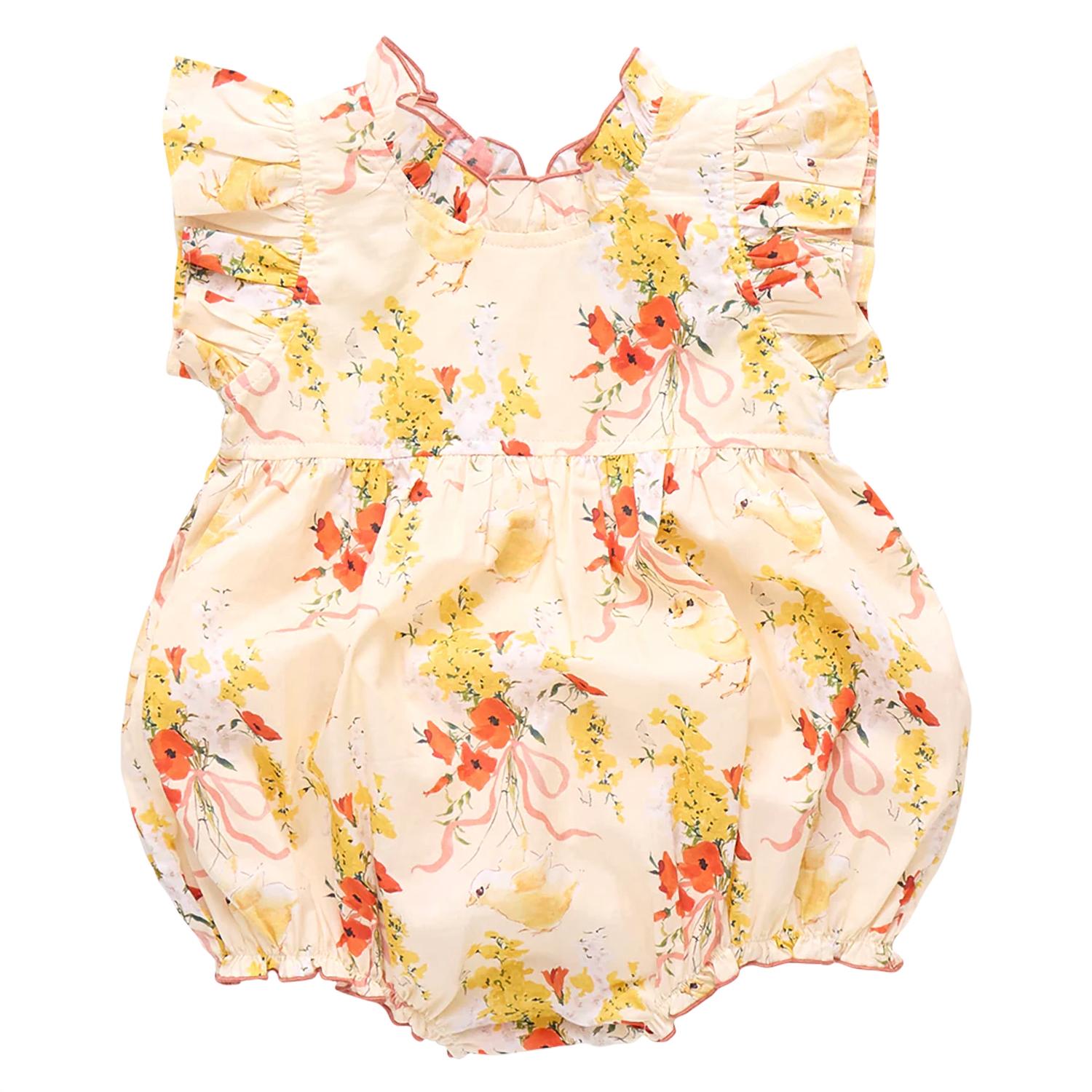 PINK CHICKEN Baby Girl Jennifer Bubble Dress in yellow chicks - kids' dress