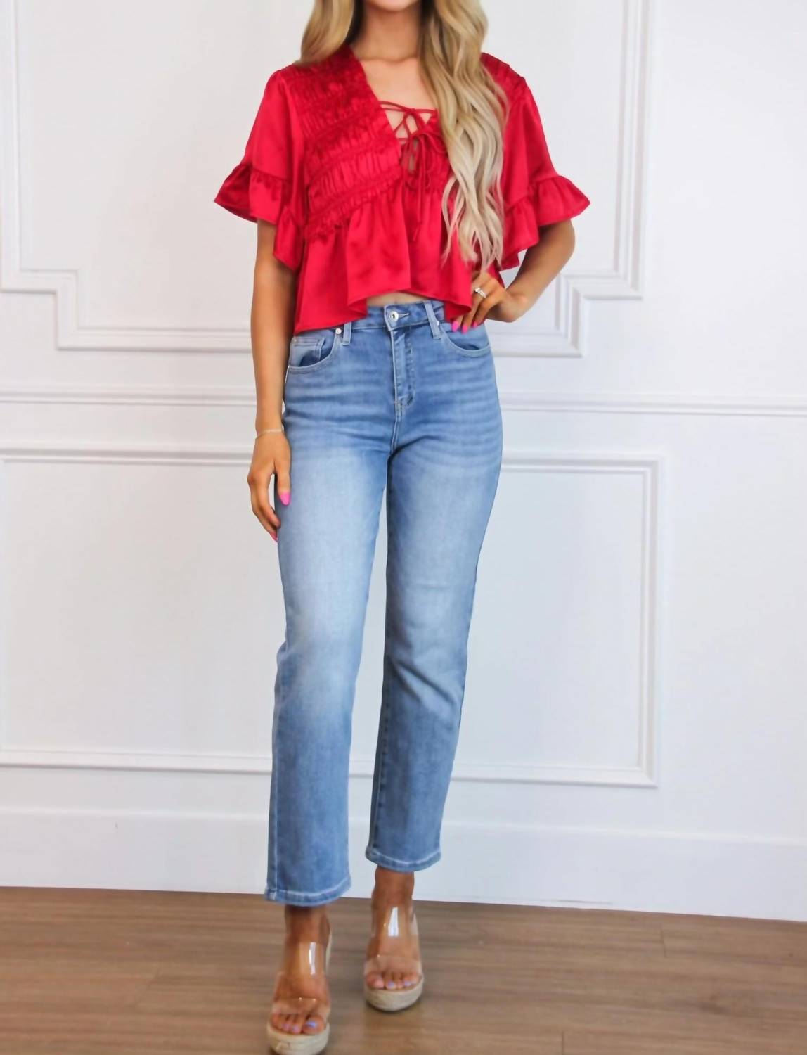 Day + Moon - Miraz Satin Ruffle Top