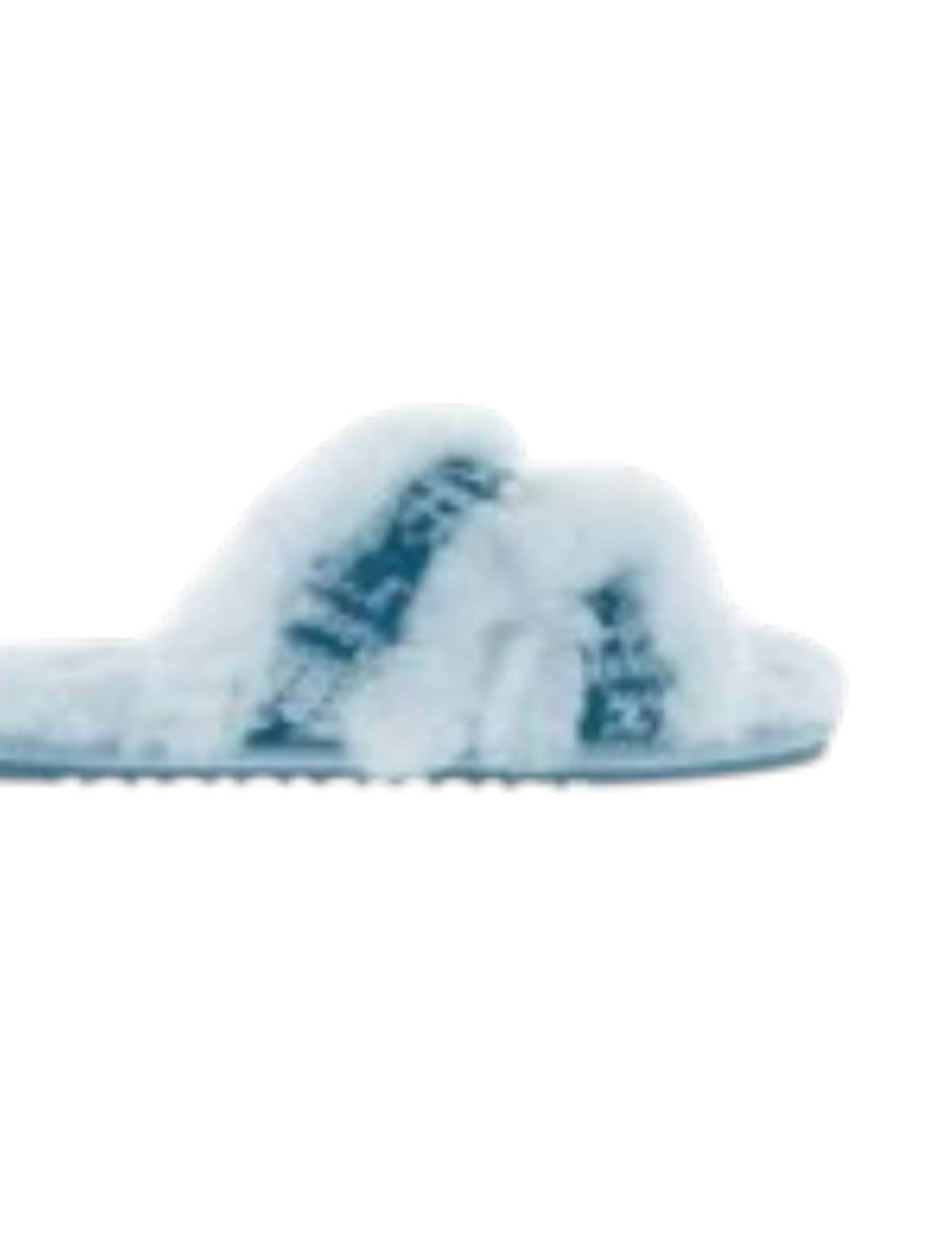 Lamo Women's Eden Sheepskin Slide Slipper in turquoise - women's shoe - detail view