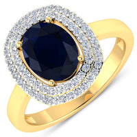 Diana M Jewels Women's Oval Natural Sapphire Fashion Ring (2.38 Ct) - Classic Plus in 14k yellow gold - women's jewelry - detail view