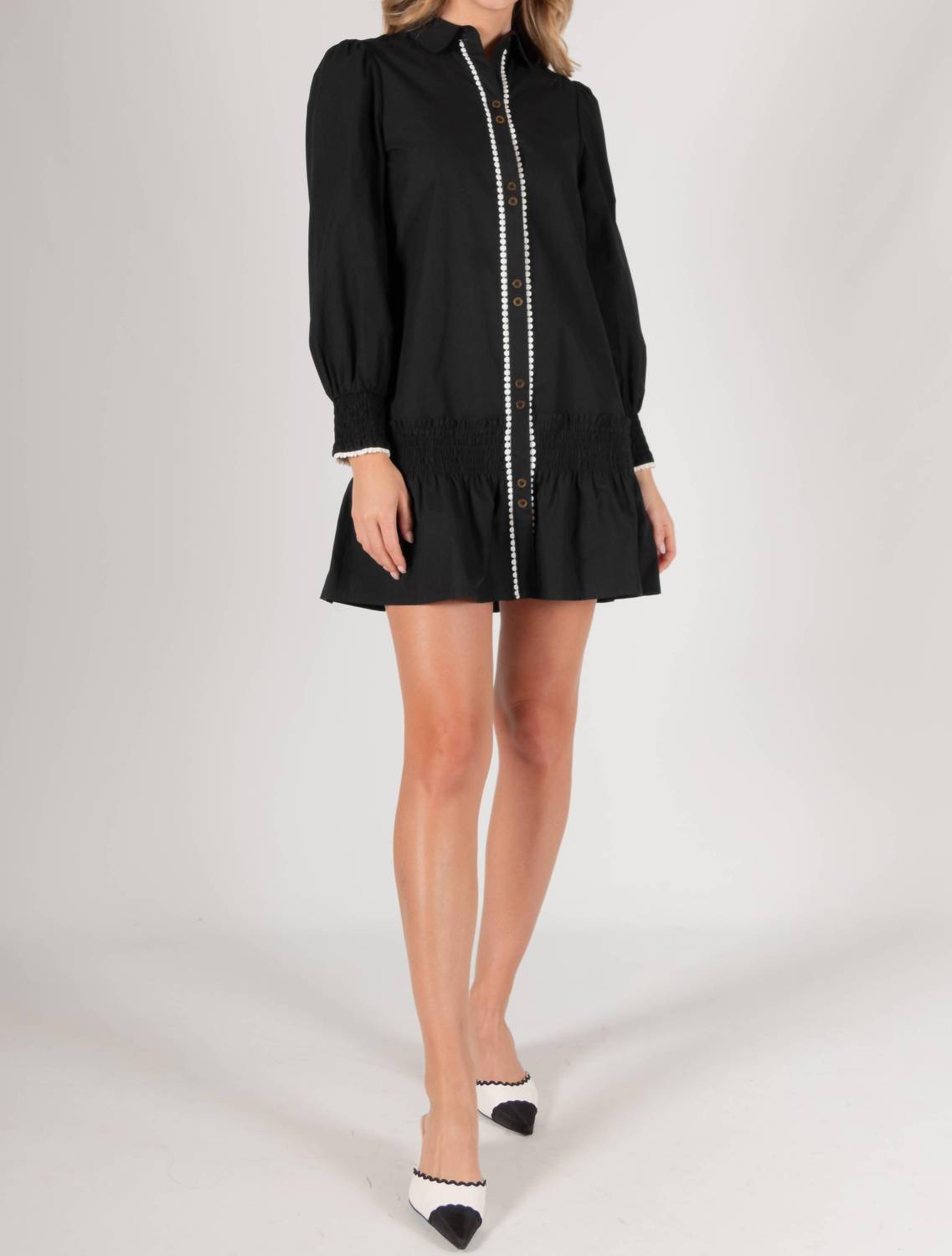 Before You - Poplin Button Up Dress W/ Contrast Trim