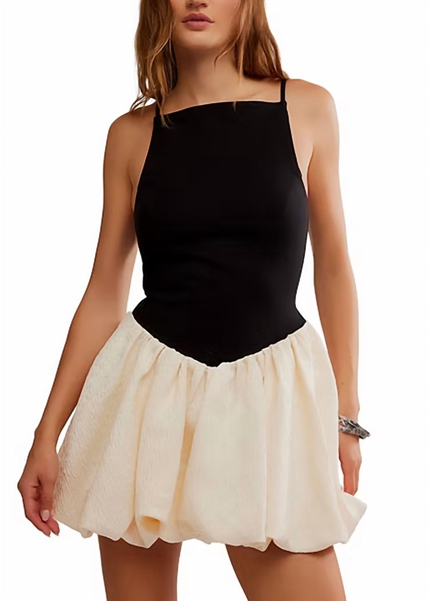 Free People Tinsel Kiss Mini Dress in black tie combo 1 - women's dress