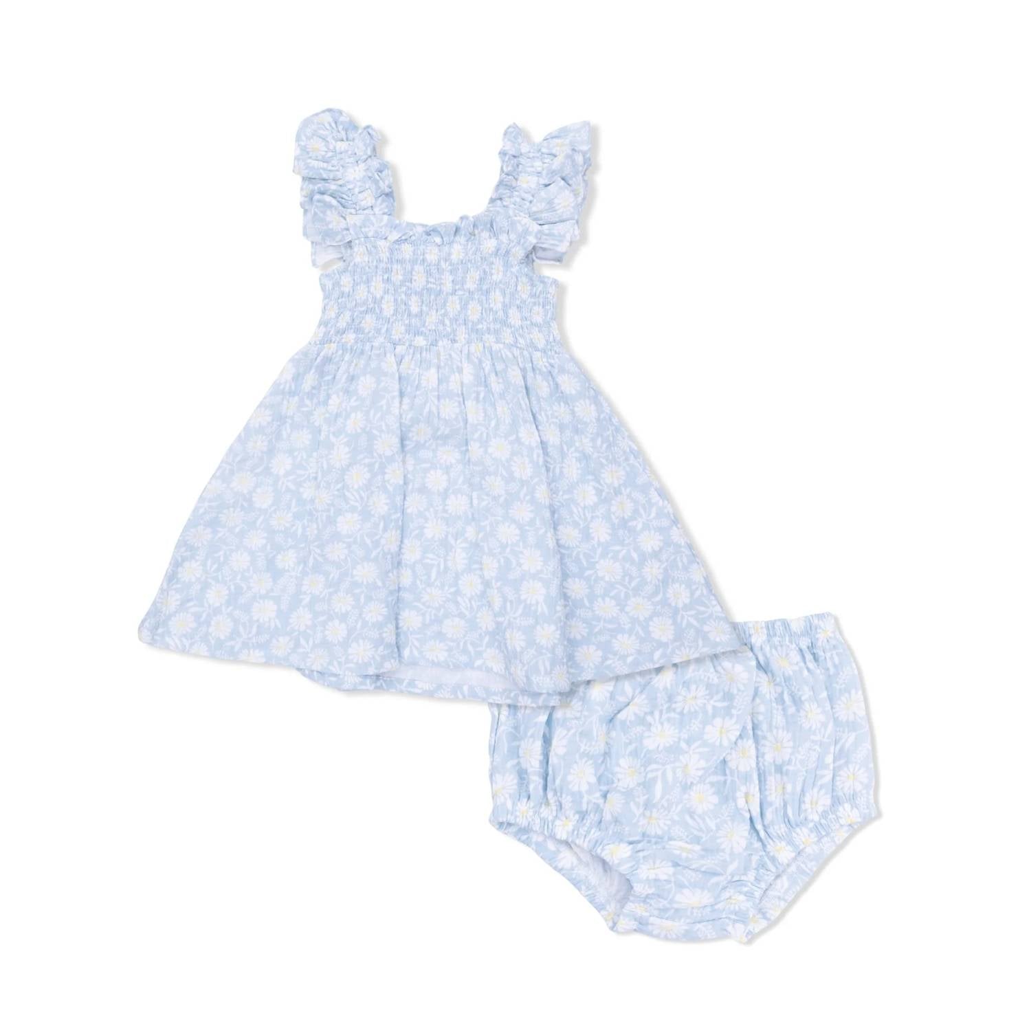Angel Dear - Girls Western Daisies Muslin Smocked Sundress