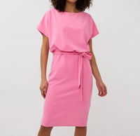 ESQUALO Sasa Short Sleeve Batwing Dress in rose - women's dress