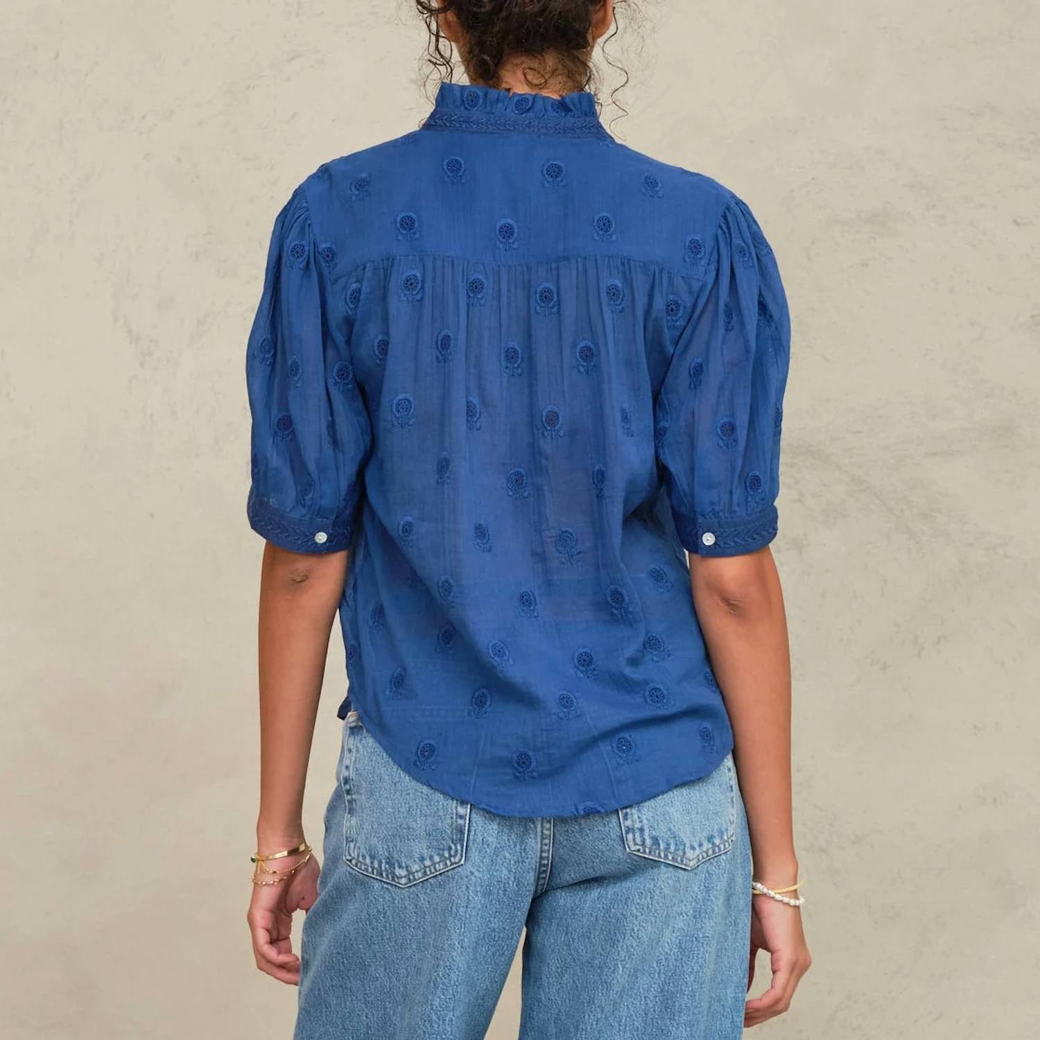 M.A.B.E. - Frani Embroidered Short Sleeve Top