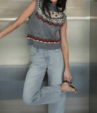 line and dot Brennan Fair Isle Knit Sweater Vest in grey - women's jacket - alternate view