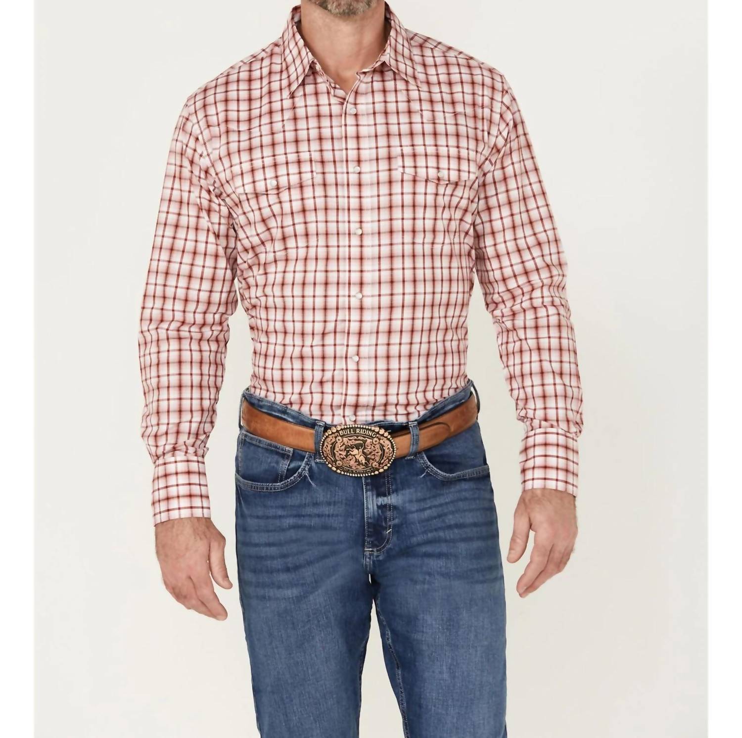 Wrangler - Men's Long Sleeve Plaid Snap Shirt