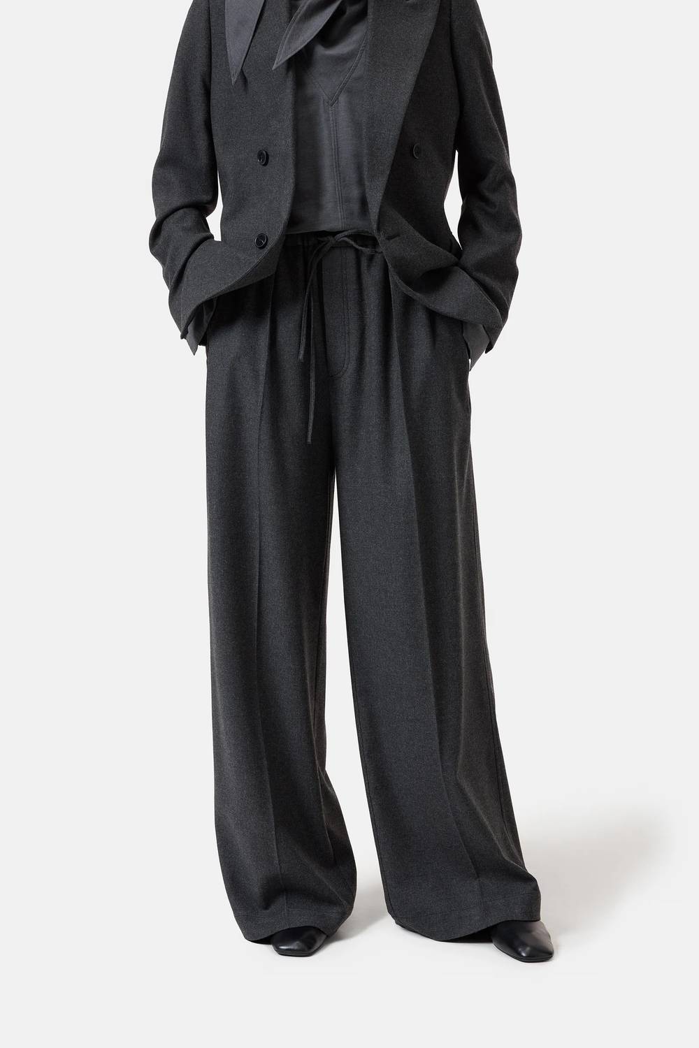 CLOSED Wynston Wide Leg Pants in anthracite melange - women's pants