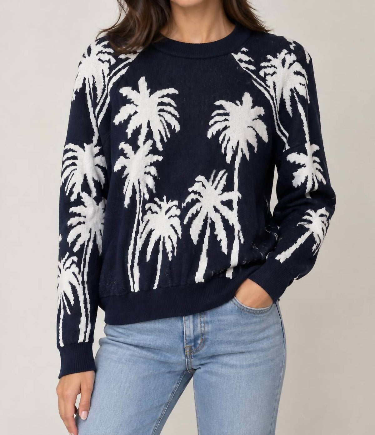 Minnie Rose - Palm Tree Reversible Sweater