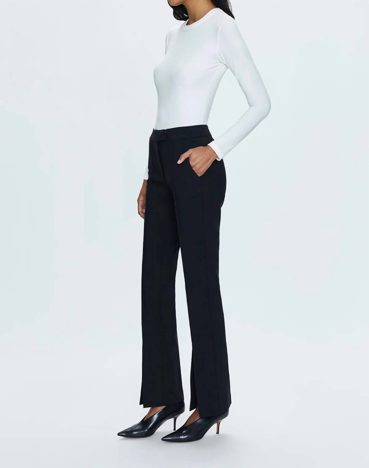 PISTOLA Diana Mid-rise Front Slit Trouser in black - women's jeans - alternate view