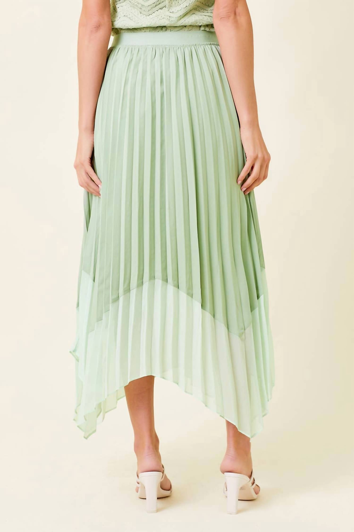 Mystree - Colorblock Pleated Skirt