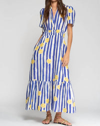 Vilagallo Leila Striped Lemon Dress in multi - women's dress