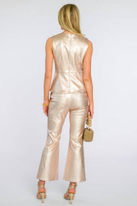 Elegant Baby Roxy Flare Jean in metallic denim - women's jeans - detail view