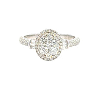 Aamiaa - 1.33 Carat Natural Diamond Oval Cluster Halo Engagement Ring - Size 6.5