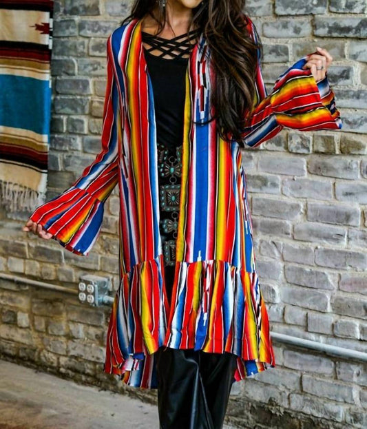 Serape Flounce Duster Kimono