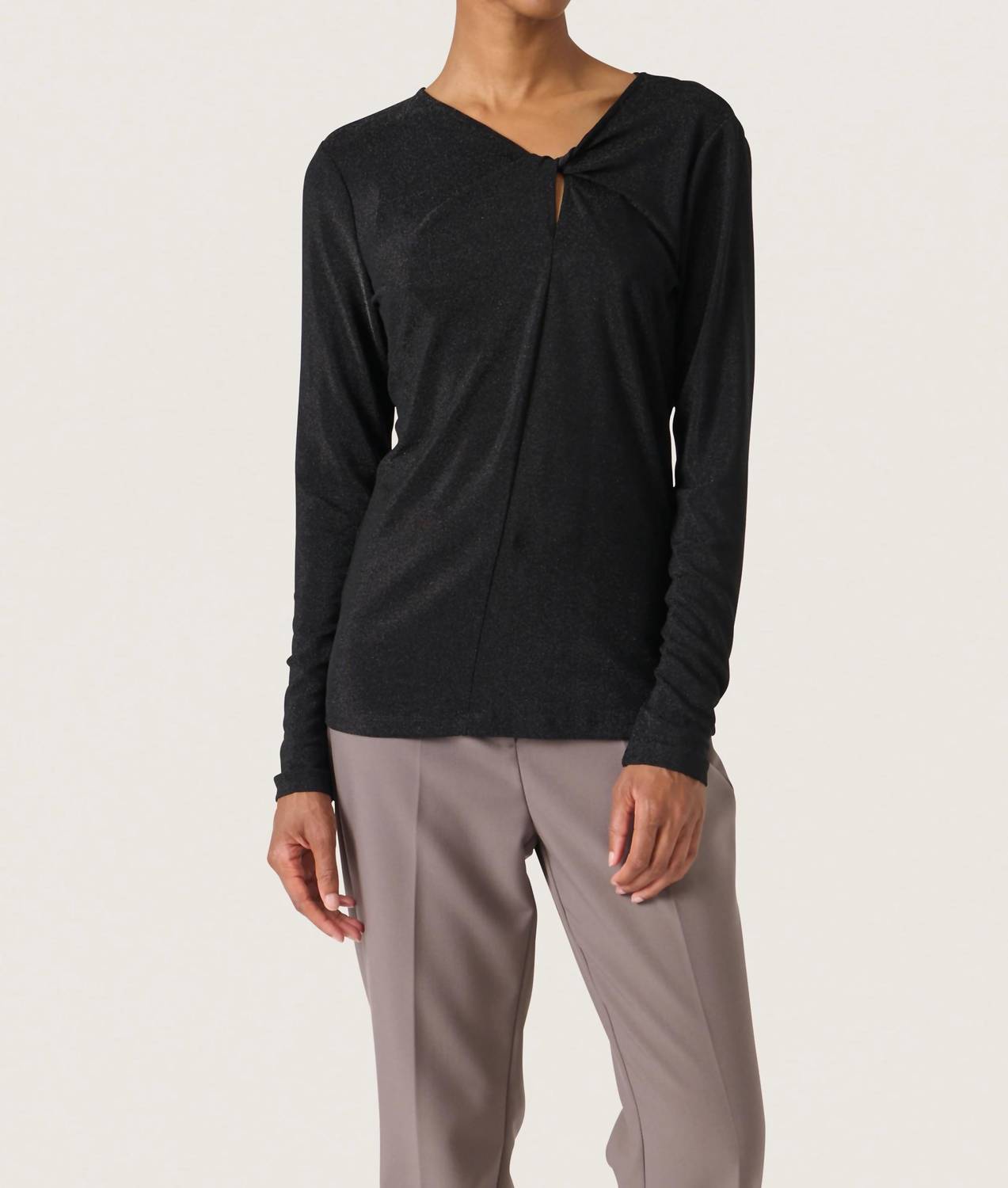Soaked In Luxury - Skylara Knotted Long Sleeve Glitter Top