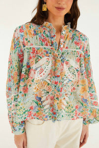 Farm Rio - RENDEIRA MULTICOLOR CUTWORK LONG SLEEVE BLOUSE