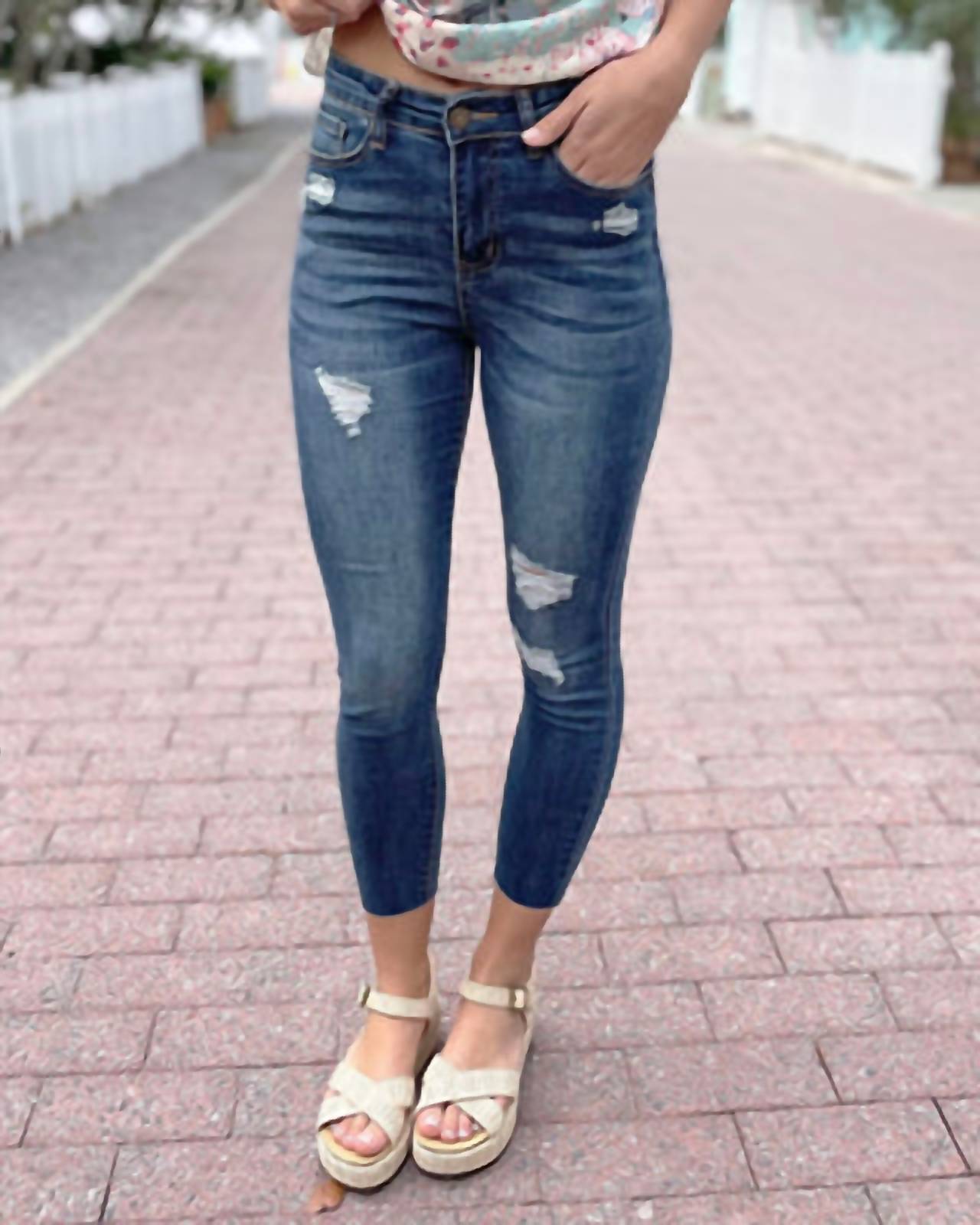 Grace And Lace - Women's Repurposed Cropped Distressed Denim