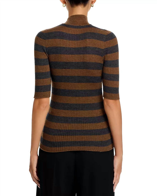 Majestic Filatures - Merino Superfine Rib Knit Elbow Sleeve Mockneck Sweater