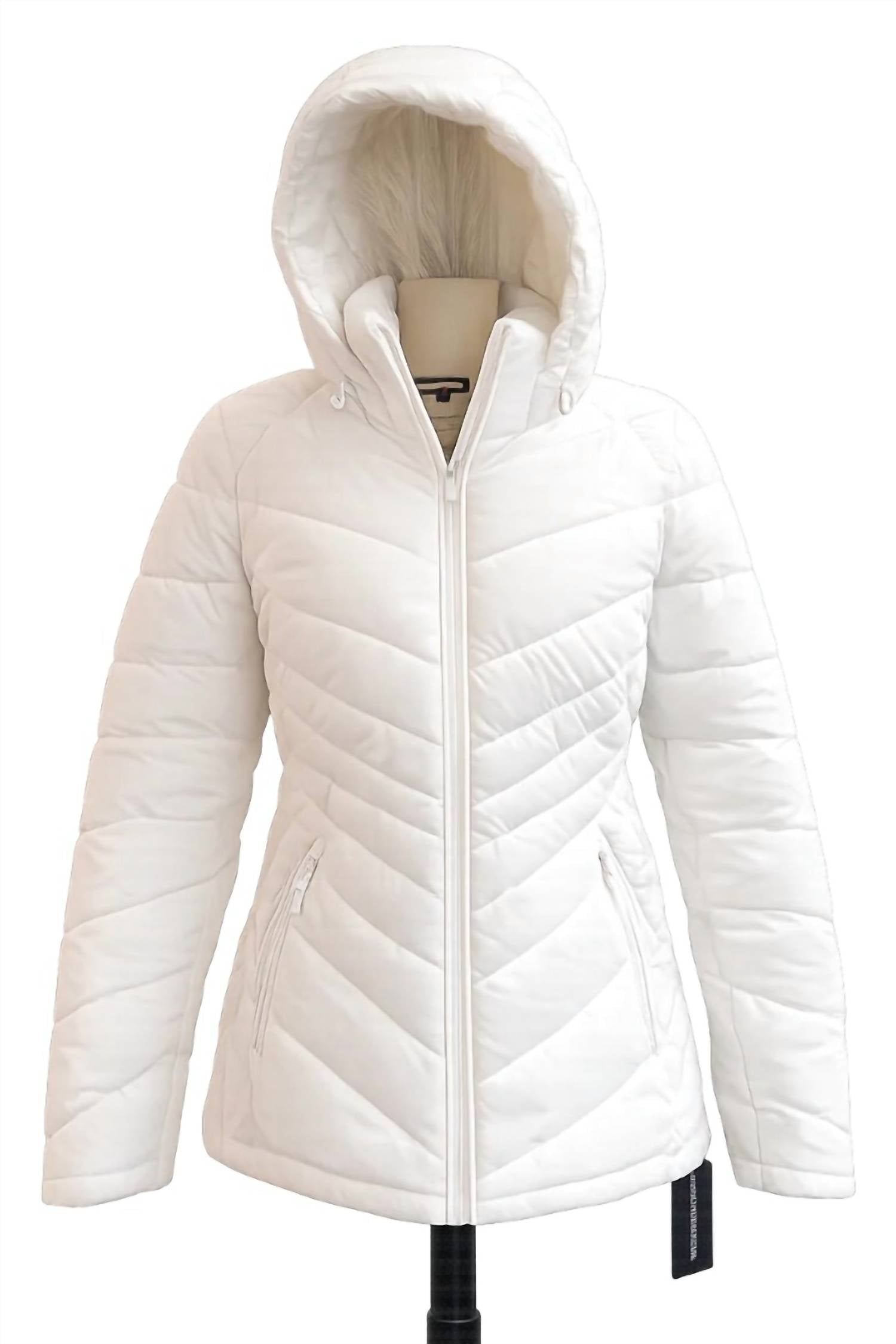 Tommy Hilfiger Women’s Hooded Puffer Coat in white - women's jacket