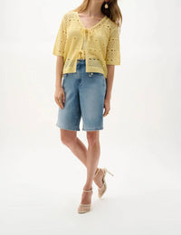 Joseph Ribkoff - Open Knit Short Sleeves Cardigan