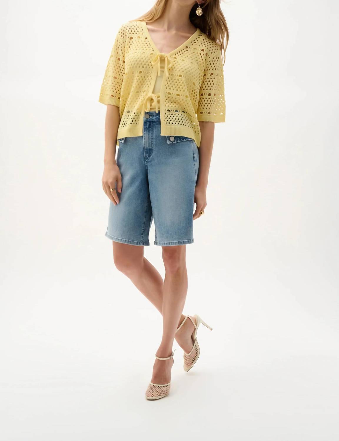 Joseph Ribkoff - Open Knit Short Sleeves Cardigan